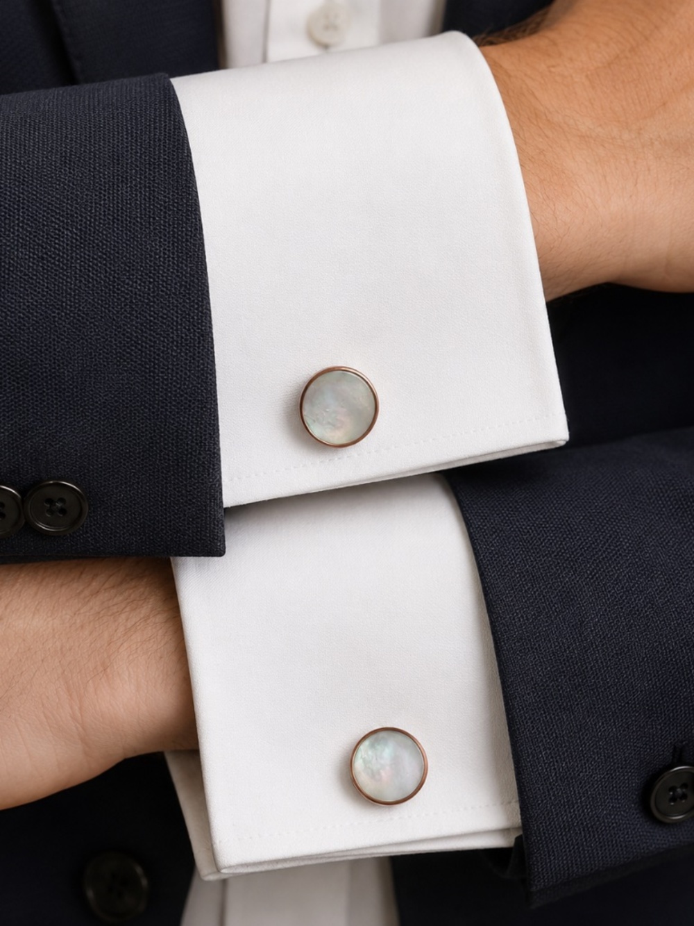 Antique Mother of Pearl Ball-Swivel Shirt Studs / Cufflinks
